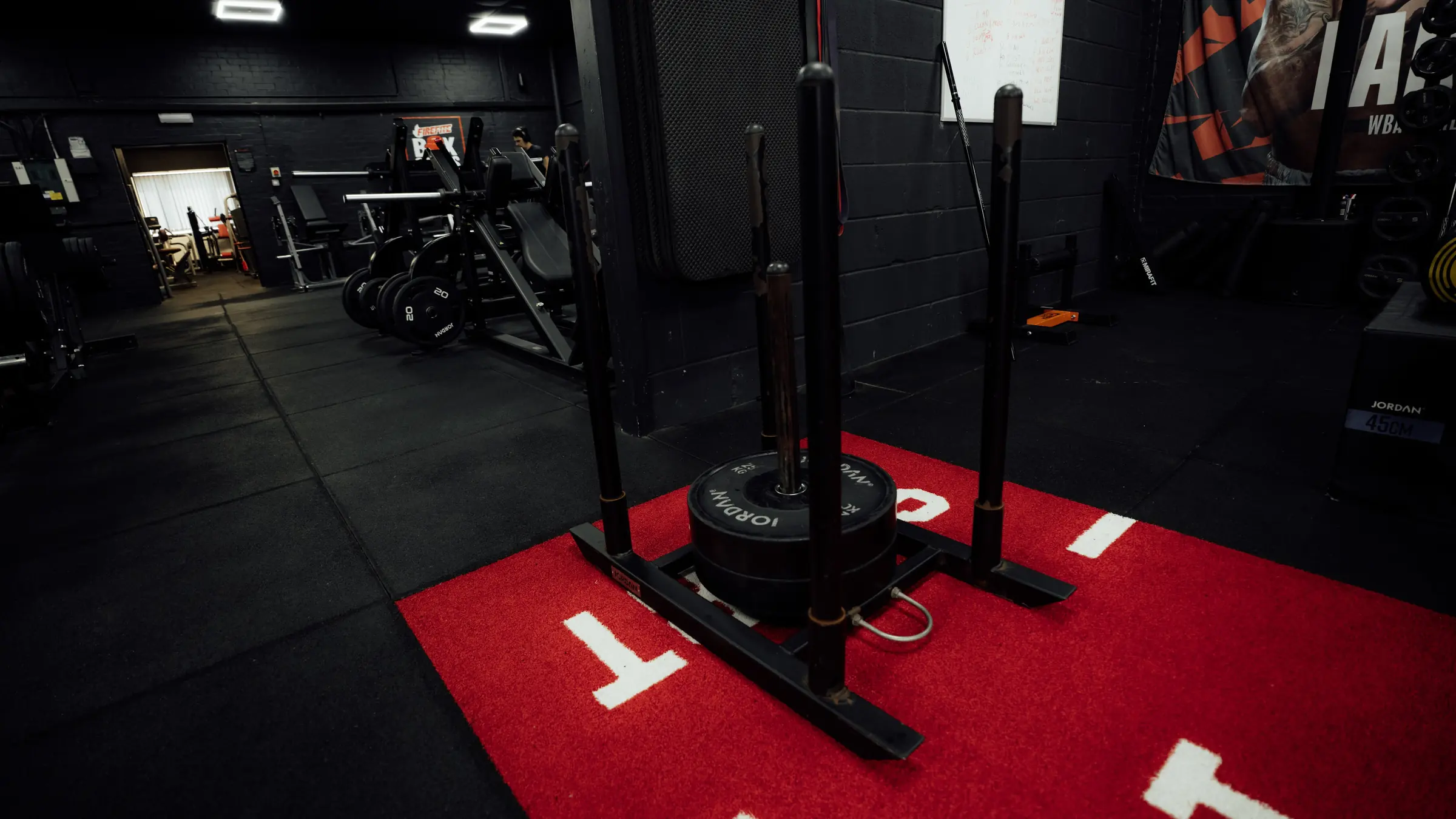 A loaded sled on the red track
