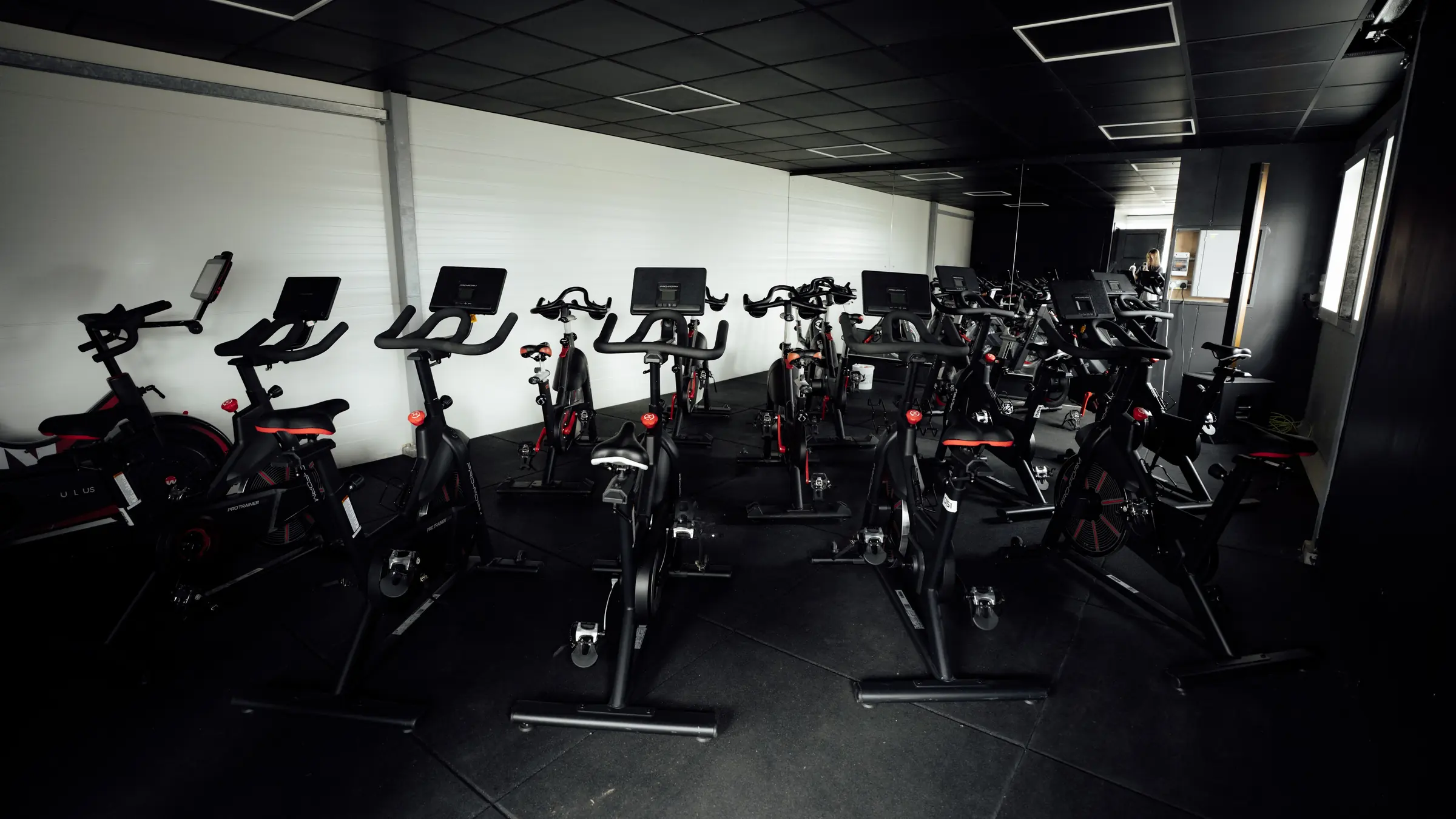 The BoxCross Ride spin studio in Wisbech, rows of bikes under the windows